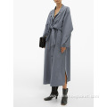 Custom Elegance Ladies Long Solid Color Trench Coat